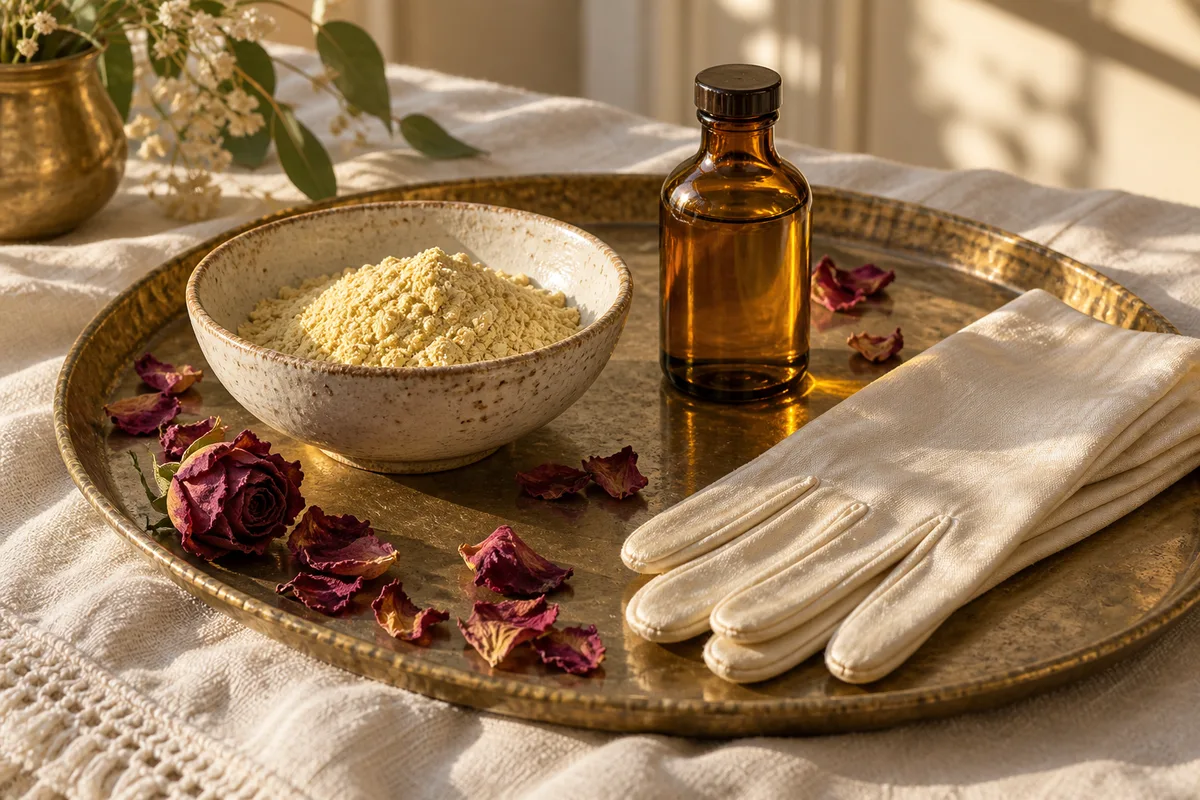 Routine beauté ayurvédique avec des soins bio français